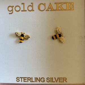 Gold Cake sterling silver bumble bee earrings